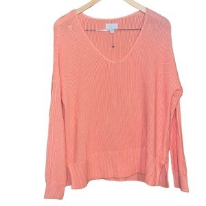•LUCKY BRAND•NWOT CITRUS SUN ORANGE V NECK KNIT SWEATER SIZE SMALL